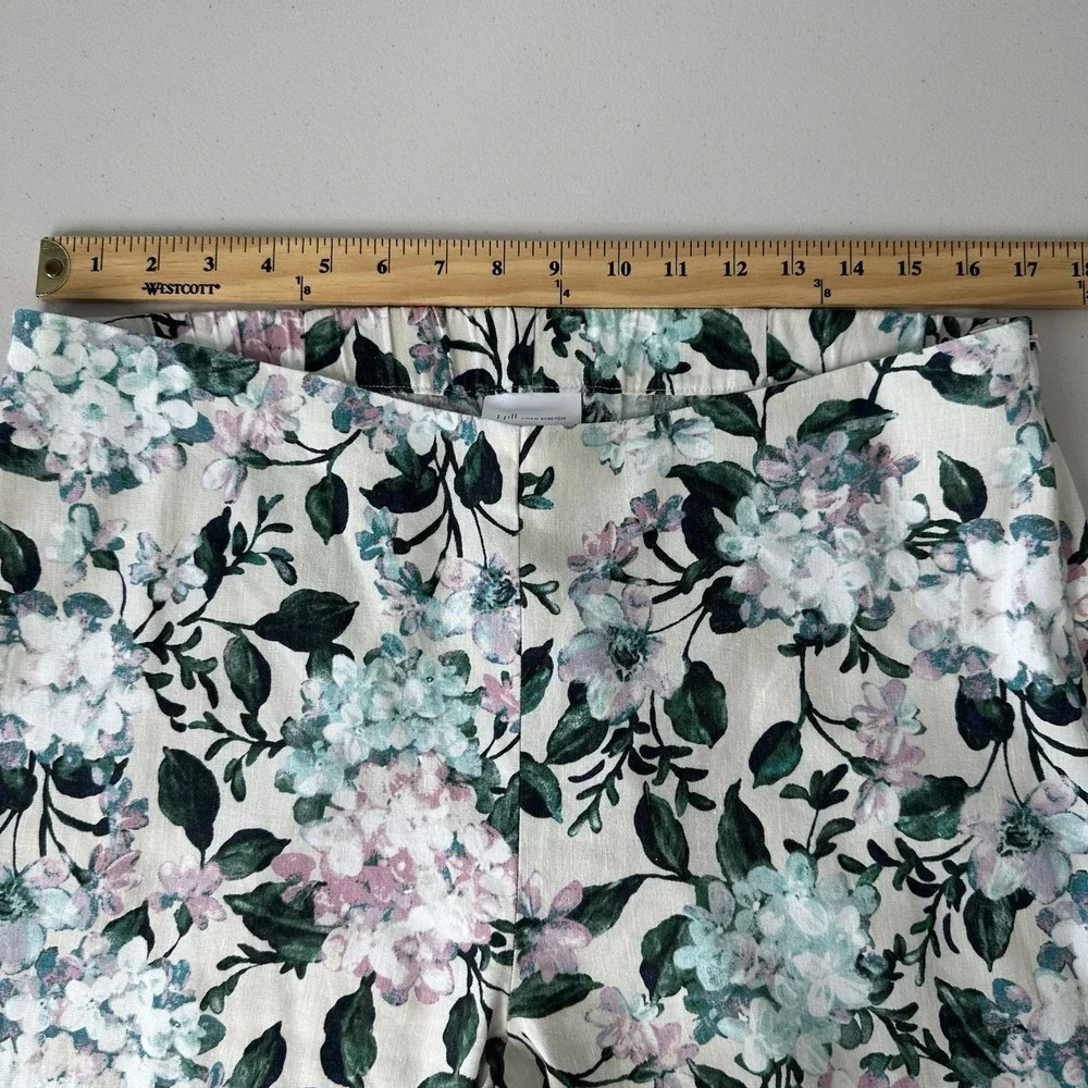 J‎ Jill Cropped Pants Floral Linen Blend Size Large